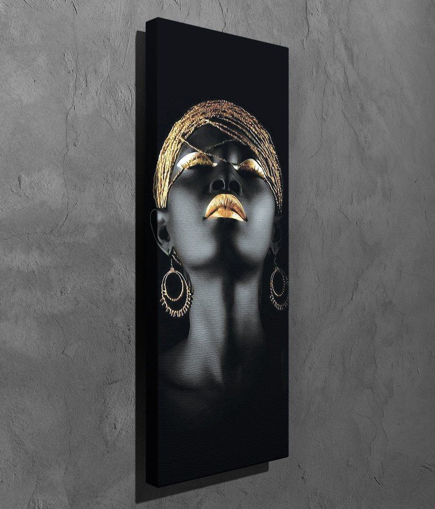 Vászon falikép, 30x80 cm női arc fekete arany - LA FEMME - Butopêa